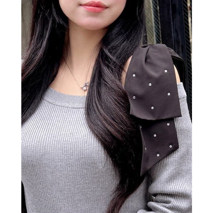 12Gワンショル肩リボンビジュー付ニット | INGNI  | 詳細画像6 