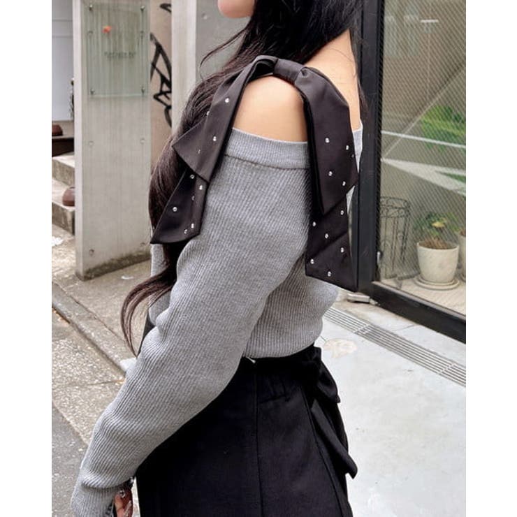 12Gワンショル肩リボンビジュー付ニット | INGNI  | 詳細画像5 