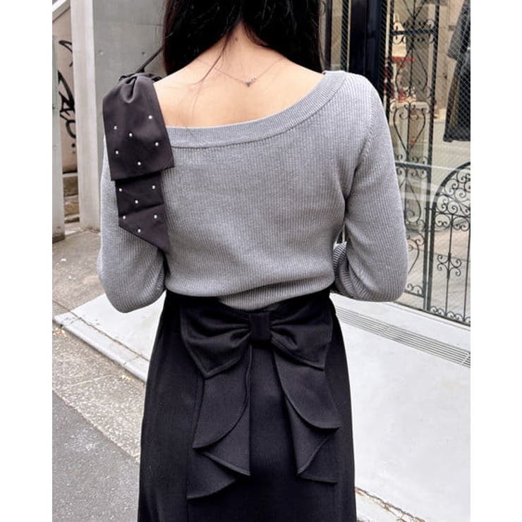 12Gワンショル肩リボンビジュー付ニット | INGNI  | 詳細画像4 