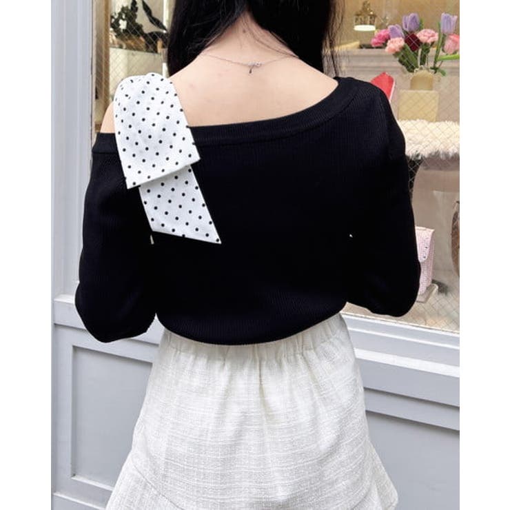 12Gワンショルドット肩リボンニット | INGNI  | 詳細画像4 