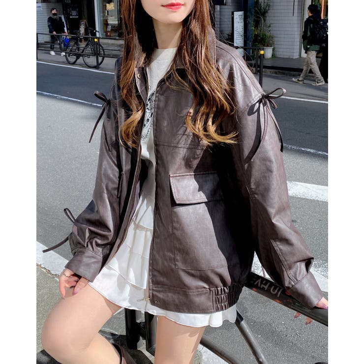 マルチwayリボンフェイクレザーBIGブルゾン | INGNI  | 詳細画像1 