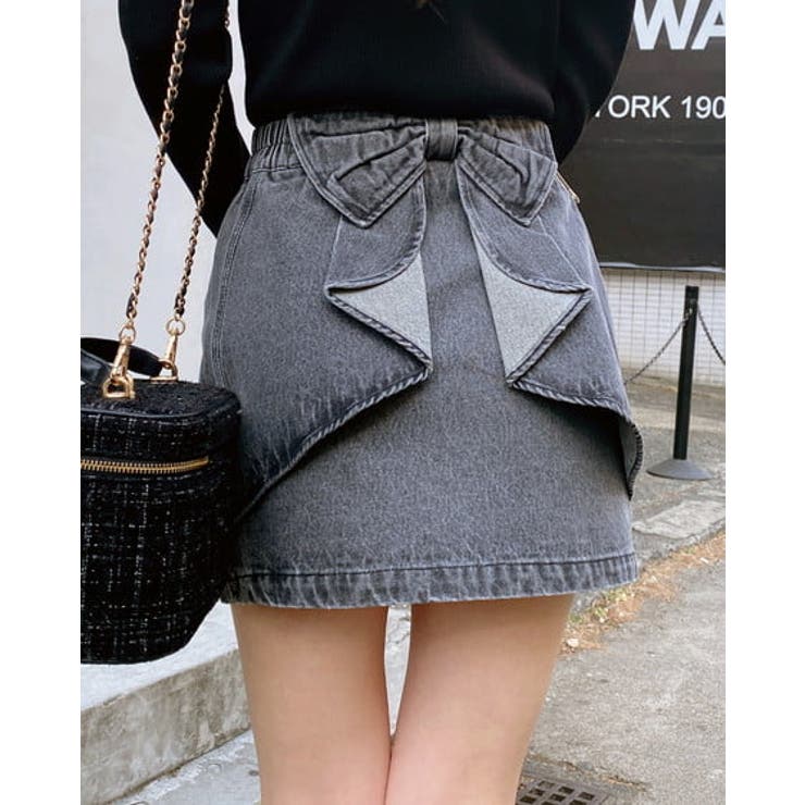 グレー | Backリボンデニムタイトミニスカート | INGNI 