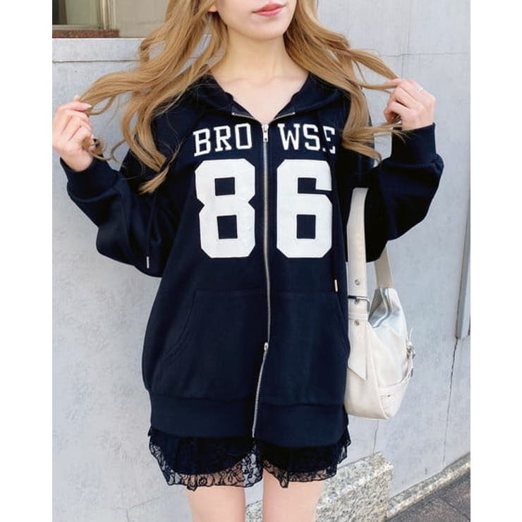 ナンバリング裏毛ダブルZIPパーカー | INGNI  | 詳細画像10 