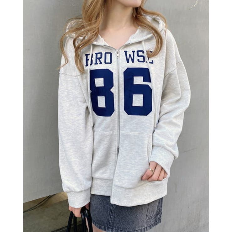 オートミール/コン | ナンバリング裏毛ダブルZIPパーカー | INGNI 