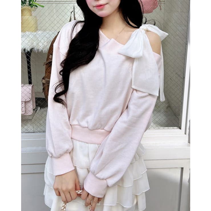 裏毛肩リボン胸ロゴワンショルTOPs | INGNI  | 詳細画像6 