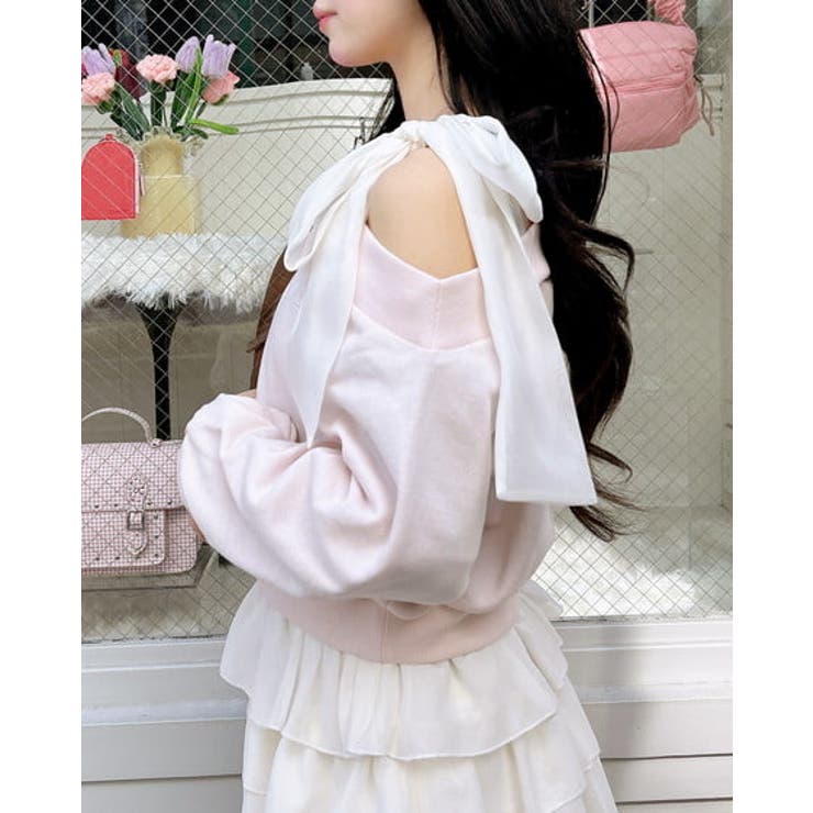 裏毛肩リボン胸ロゴワンショルTOPs | INGNI  | 詳細画像5 