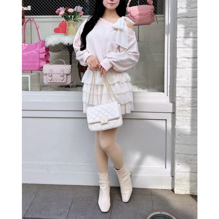 裏毛肩リボン胸ロゴワンショルTOPs | INGNI  | 詳細画像2 