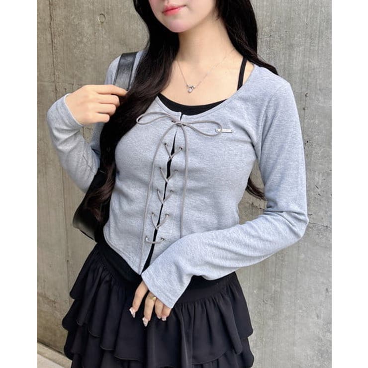 キャミレイヤード風リブレースアップTOPs | INGNI  | 詳細画像8 