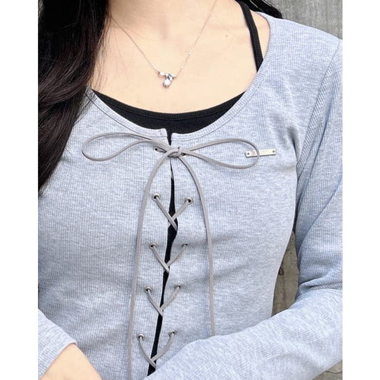 キャミレイヤード風リブレースアップTOPs | INGNI  | 詳細画像6 