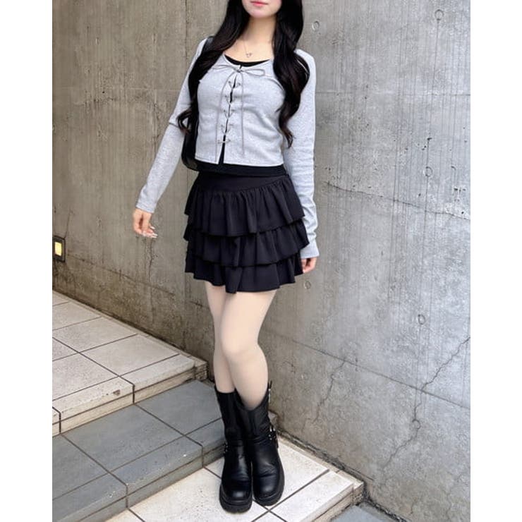 キャミレイヤード風リブレースアップTOPs | INGNI  | 詳細画像3 