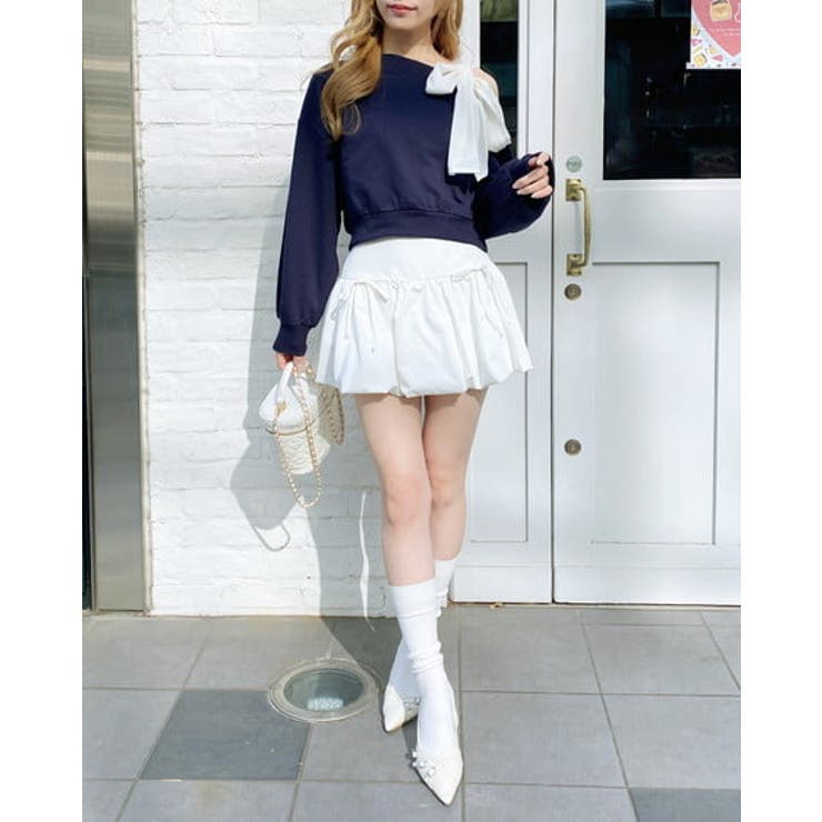 裏毛肩リボン胸ロゴワンショルTOPs | INGNI  | 詳細画像9 