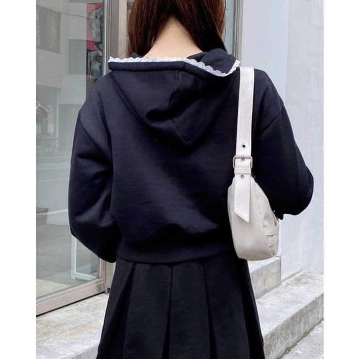 レース付胸ロゴ裏毛ショートZIPパーカー | INGNI  | 詳細画像10 