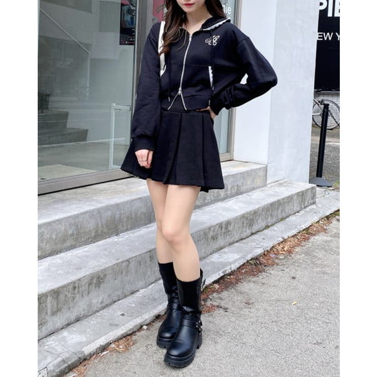 レース付胸ロゴ裏毛ショートZIPパーカー | INGNI  | 詳細画像8 