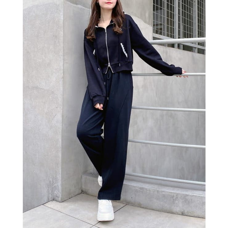 レース付胸ロゴ裏毛ショートZIPパーカー | INGNI  | 詳細画像7 