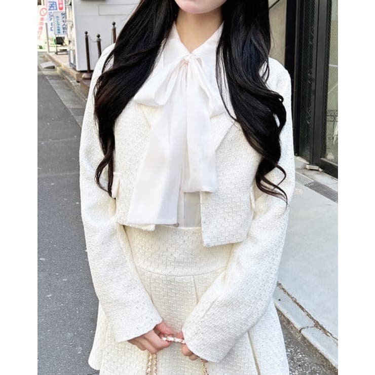 キナリ/ミントグリーン | ツイードショートテーラードジャケット | INGNI 