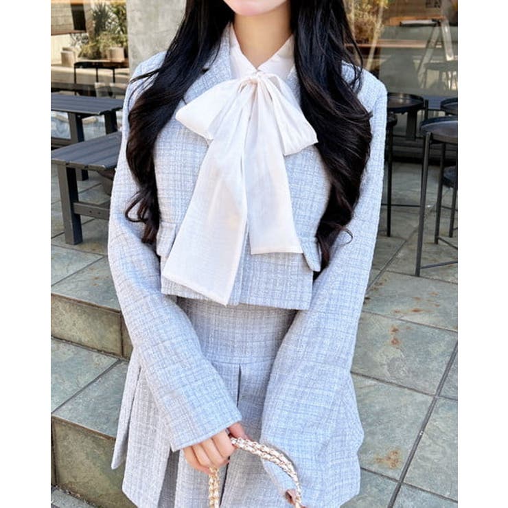 サックス/ツイード | ツイードショートテーラードジャケット | INGNI 