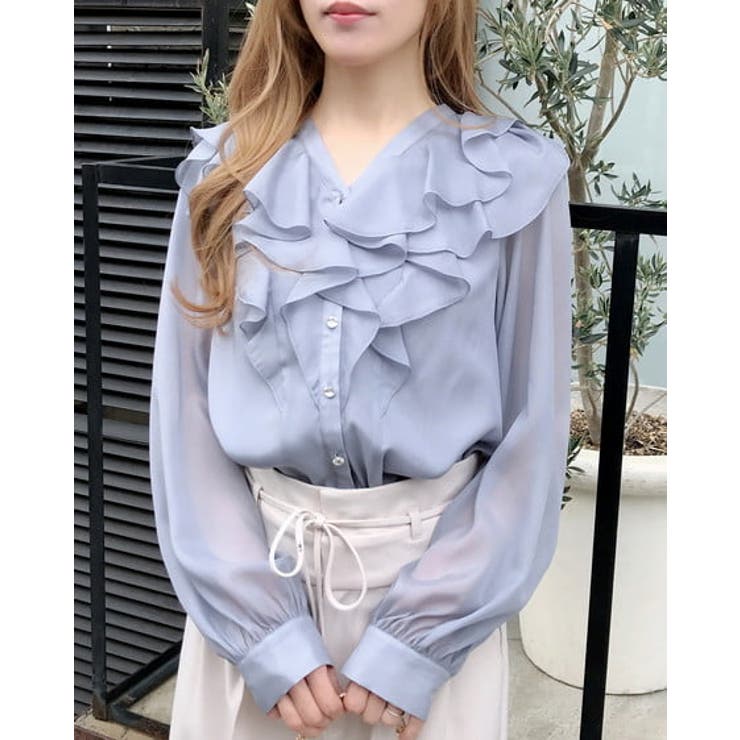 ブルーグレー | 装飾釦ラメシアーフリルBL | INGNI 