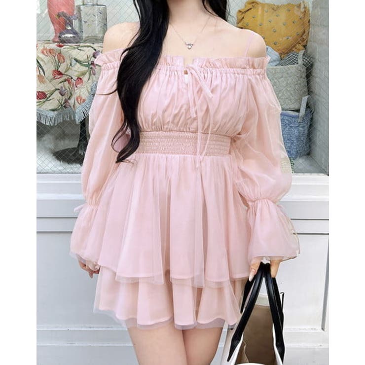 ピンク | チュールオフショルミニワンピ | INGNI 