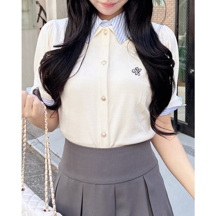 キナリ/コンオフ | 12G Wカラー配色半袖ポロニット | INGNI 