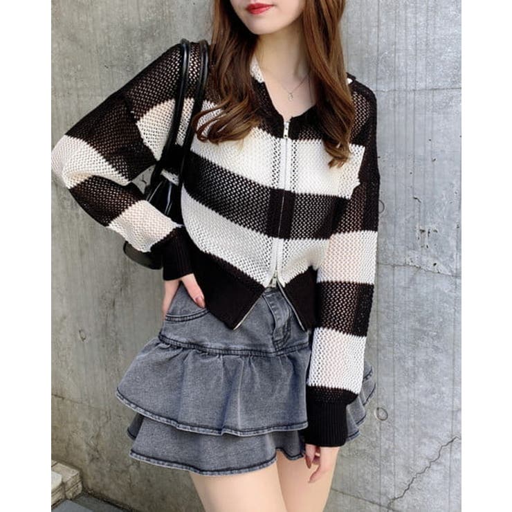 7Gボーダーメッシュニットパーカー | INGNI  | 詳細画像7 