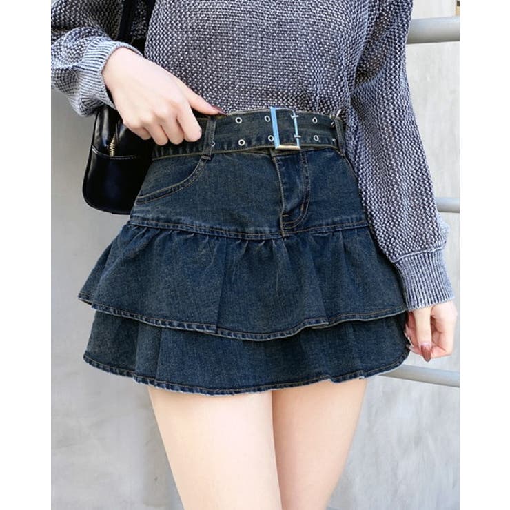 デニム/コン | ベルト付デニムフリルミニスカパン | INGNI 