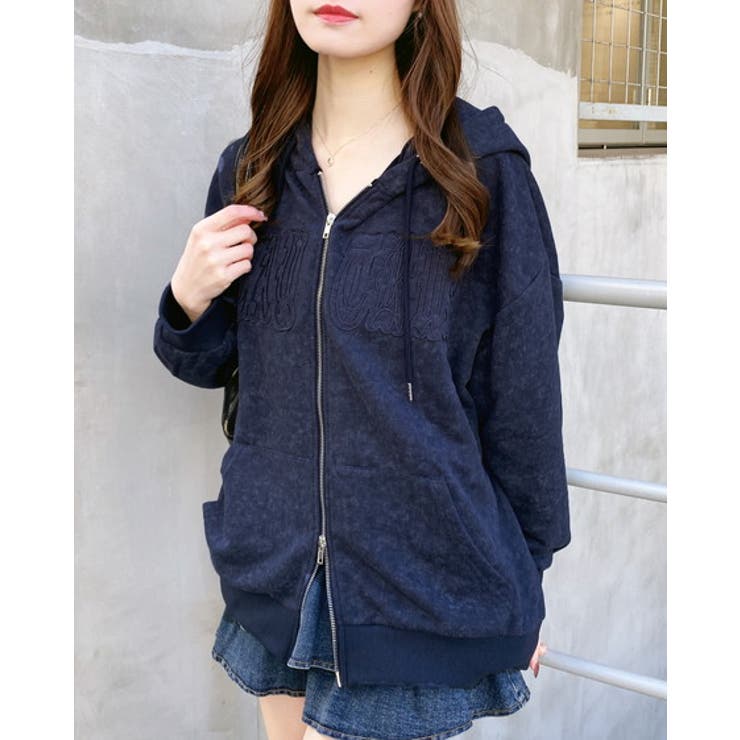 コン | ムラ染め貼付ロゴZIPパーカー | INGNI 