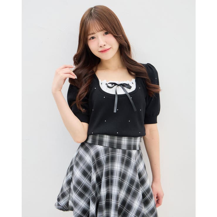 12Gビジュー飛ばしレイヤード風ニット | INGNI  | 詳細画像1 