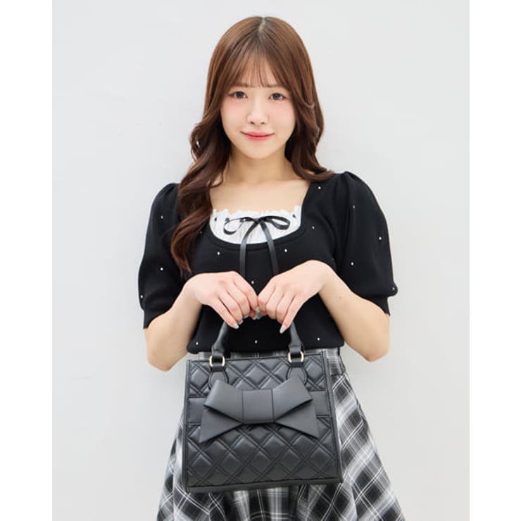 クロ | リボン付キルティングスクエアバッグ | INGNI 