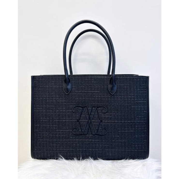 クロ/クロ | ツイードロゴトートバッグ | INGNI 