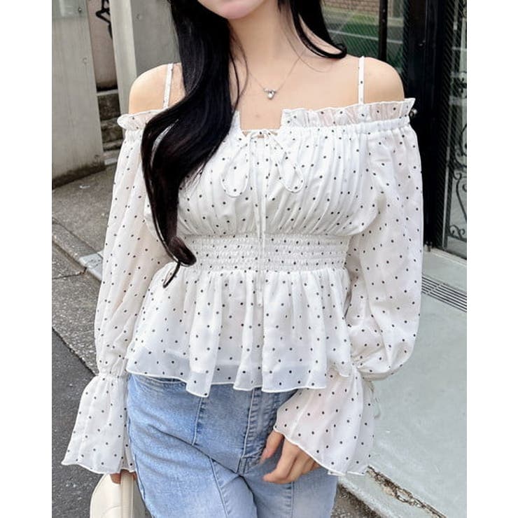 キナリ/オレンジ | チュールオフショルブラウス | INGNI 