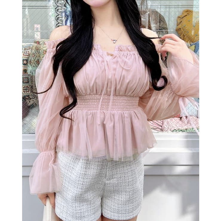 ピンク | チュールオフショルブラウス | INGNI 