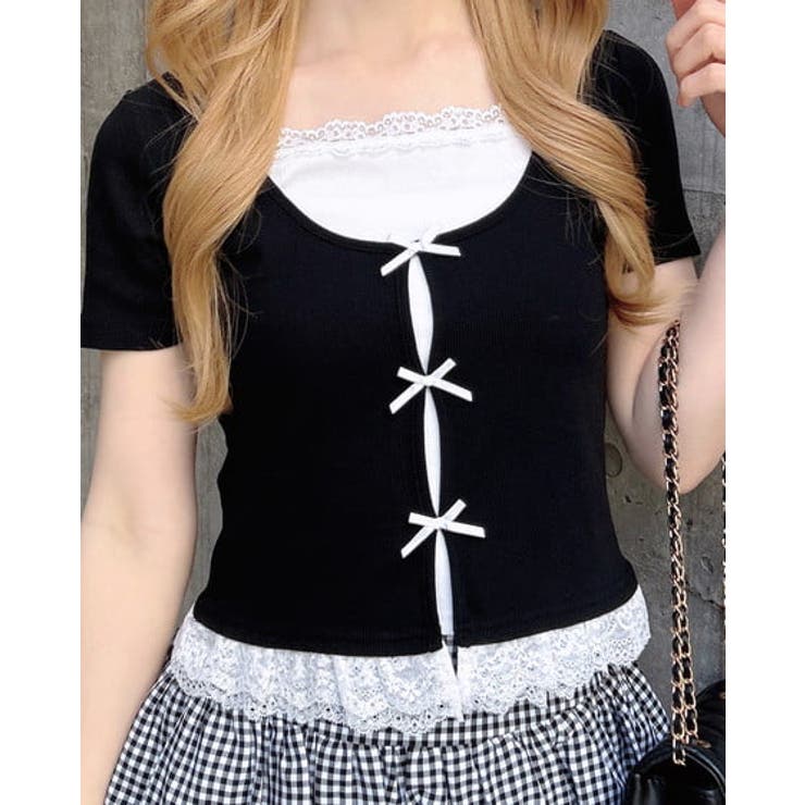 クロ | レイヤード前リボンリブTOPs | INGNI 