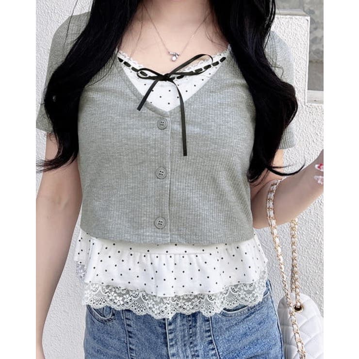 グレー | キャミドットカーデレイヤードトップス | INGNI 