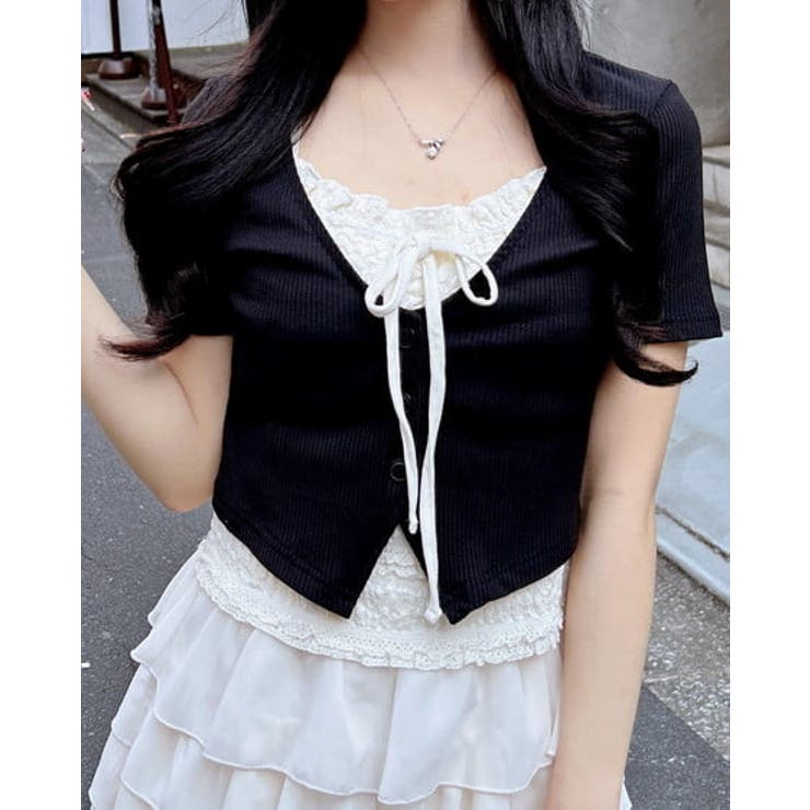 クロ/レース | レイヤードカーデトップス | INGNI 