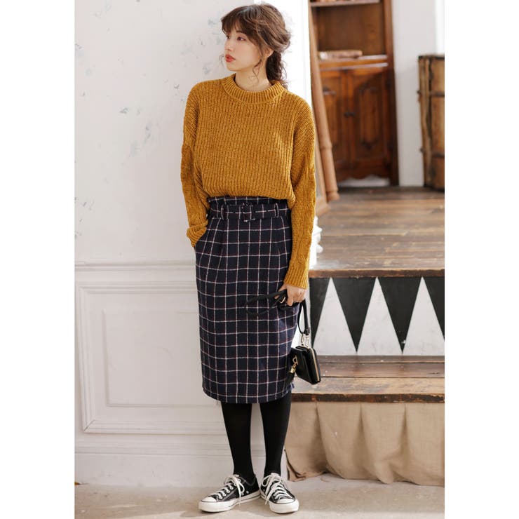 S 共ベルト付チェック柄ナロー Sk 品番 Ingw Ingni イング のレディースファッション通販 Shoplist ショップリスト