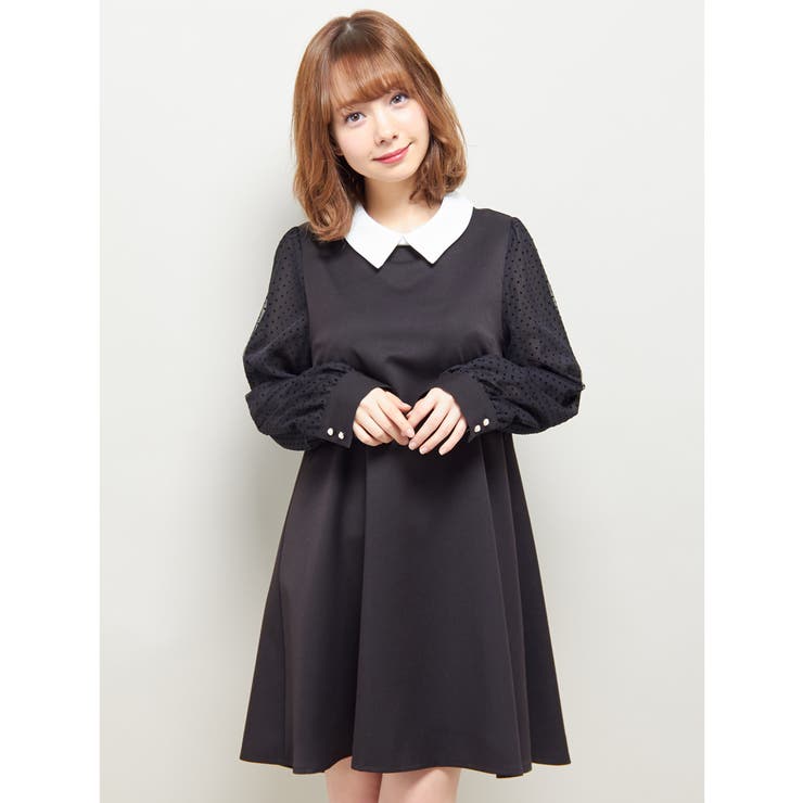18春夏 袖ドットチュール衿付きaライン ワンピース 品番 Ingw Ingni イング のレディースファッション通販 Shoplist ショップリスト