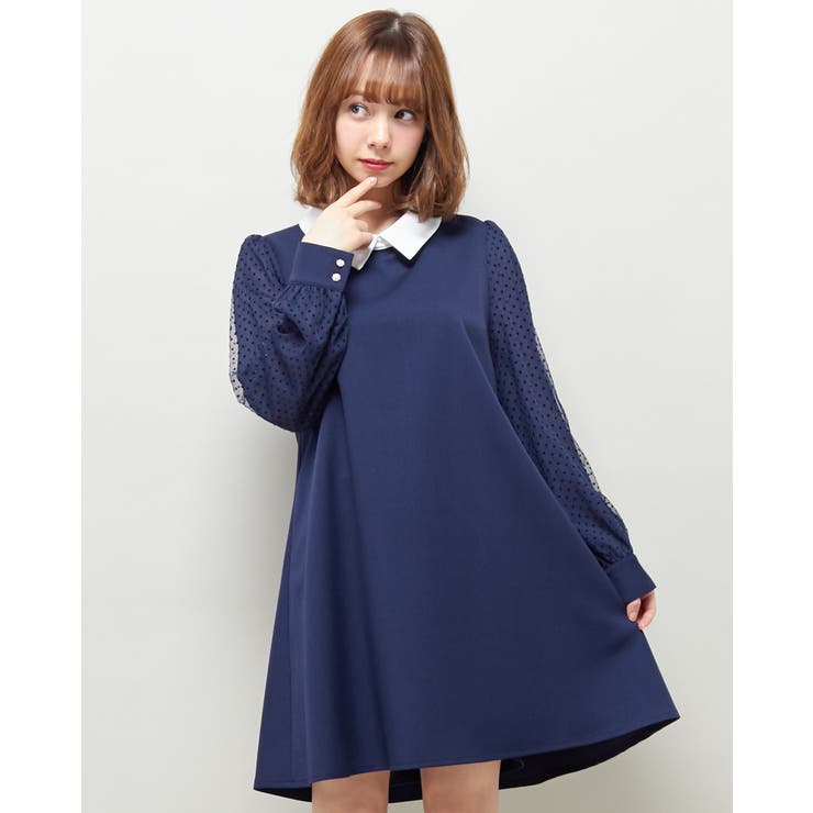 18春夏 袖ドットチュール衿付きaライン ワンピース 品番 Ingw Ingni イング のレディースファッション通販 Shoplist ショップリスト