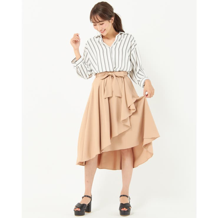 裾タック トロミ スキッパーシャツ 7分袖 -2018SS-[品番