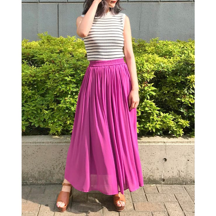 シフォン楊柳／ロングスカート[品番：INGW0002993]｜INGNI （イング