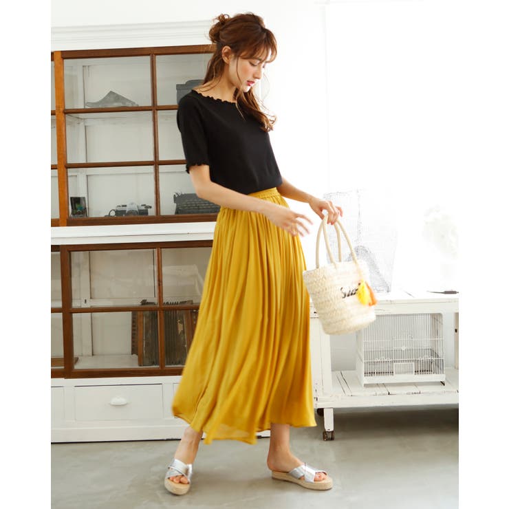 シフォン楊柳／ロングスカート[品番：INGW0002993]｜INGNI （イング