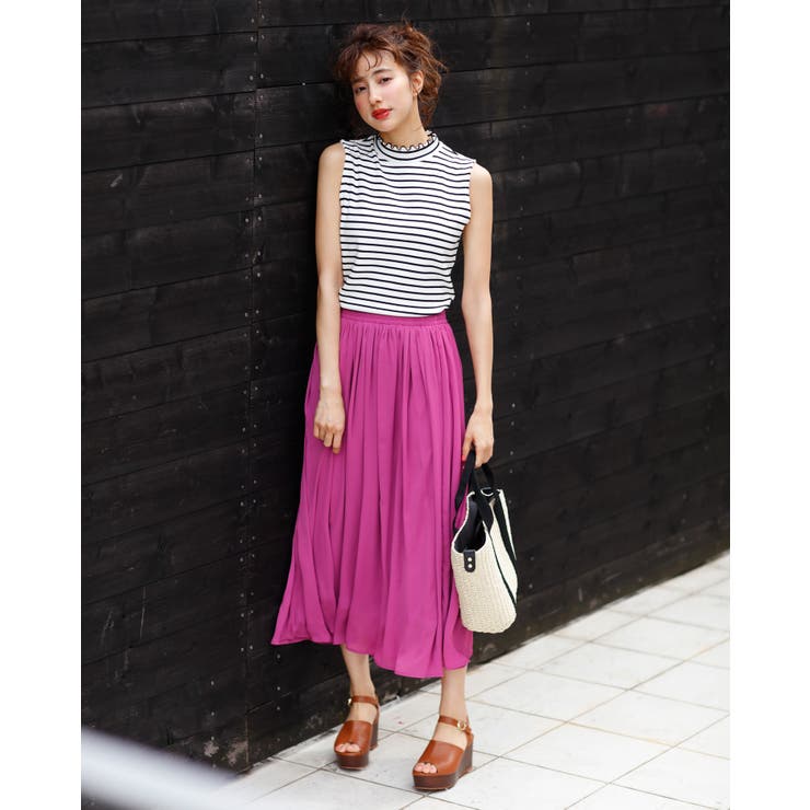 シフォン楊柳／ロングスカート[品番：INGW0002993]｜INGNI （イング