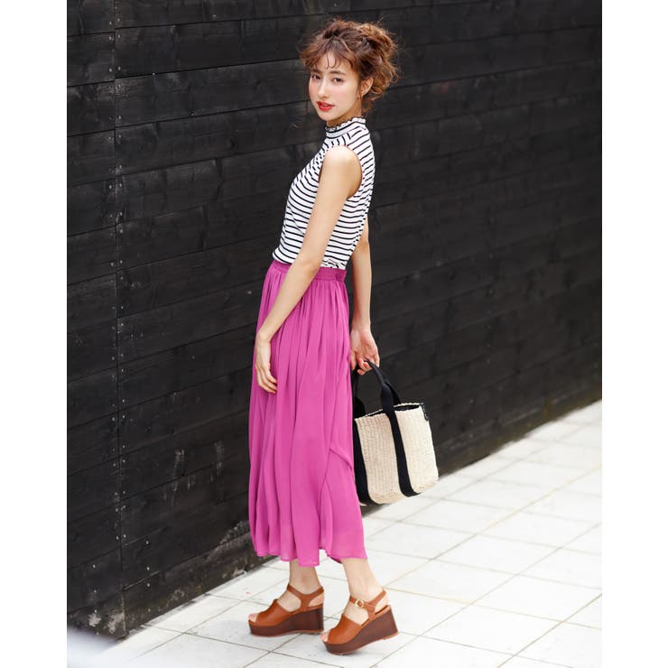 シフォン楊柳／ロングスカート[品番：INGW0002993]｜INGNI （イング