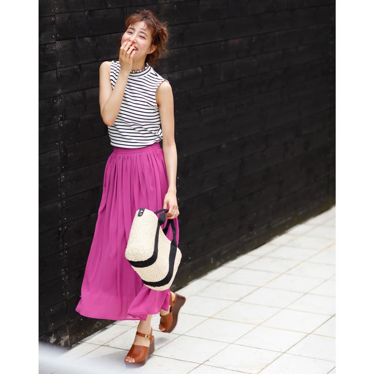 シフォン楊柳／ロングスカート[品番：INGW0002993]｜INGNI （イング