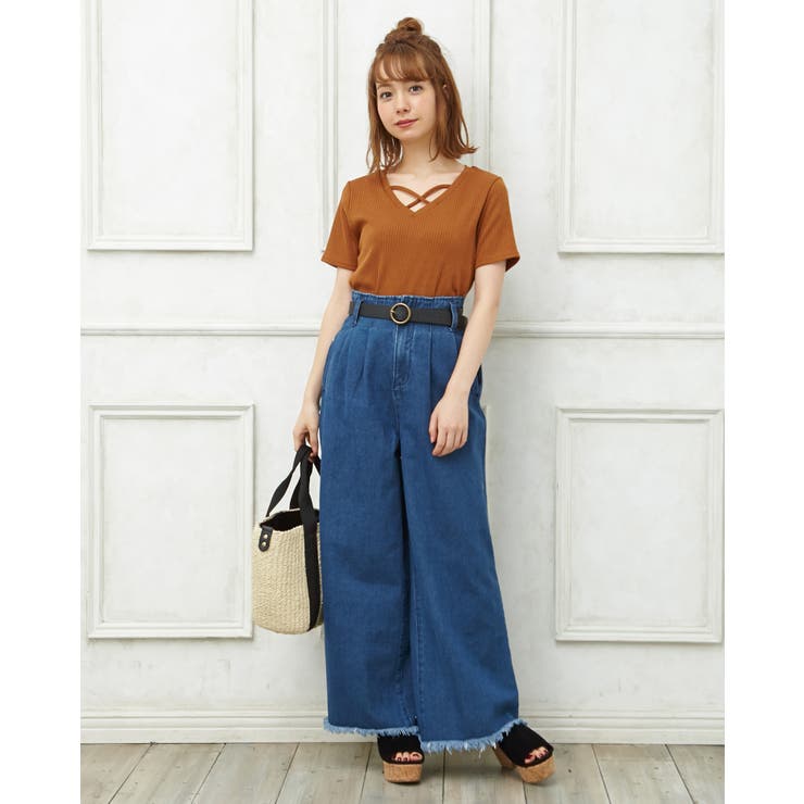 efu ワイドデニムパンツ　【ベルト付き】 C・ベルト付きデニムワイドパンツ[品番：INGW0002873]｜INGNI