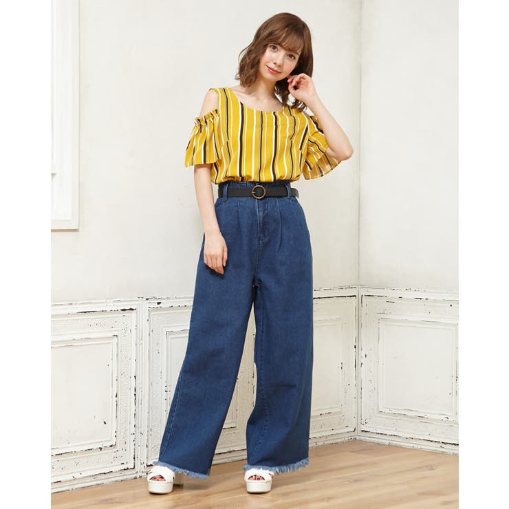 C・ベルト付きデニムワイドパンツ[品番：INGW0002873]｜INGNI
