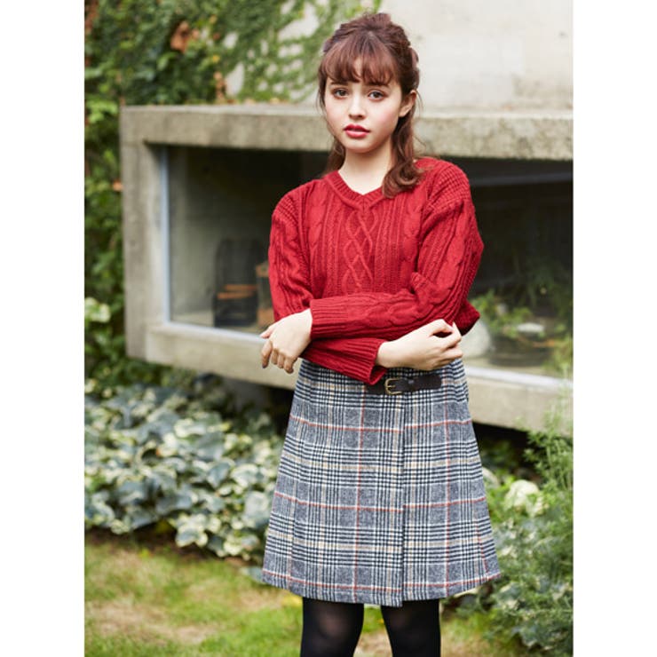 シャギーグレンチェック台形／スカート[品番：INGW0004436]｜INGNI