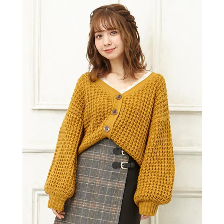 ワッフルショート／Vネックカーディガン[品番：INGW0004485]｜INGNI