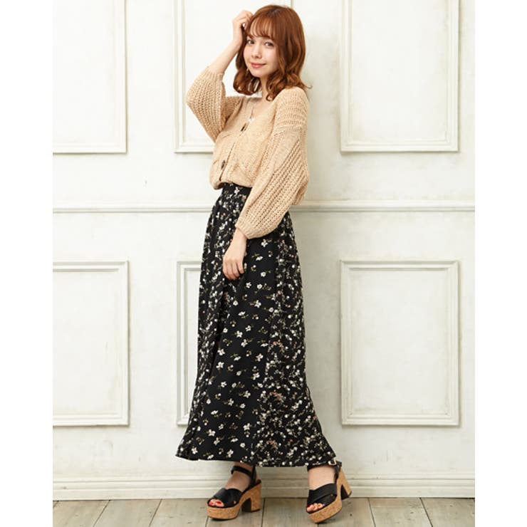 パネル切替花柄ギャザー/SK[品番：INGW0004965]｜INGNI （イング