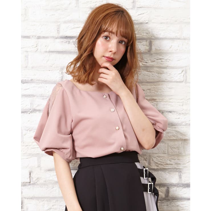 ナシポン袖レースいろいろボタン付TOPS[品番：INGW0005083]｜INGNI