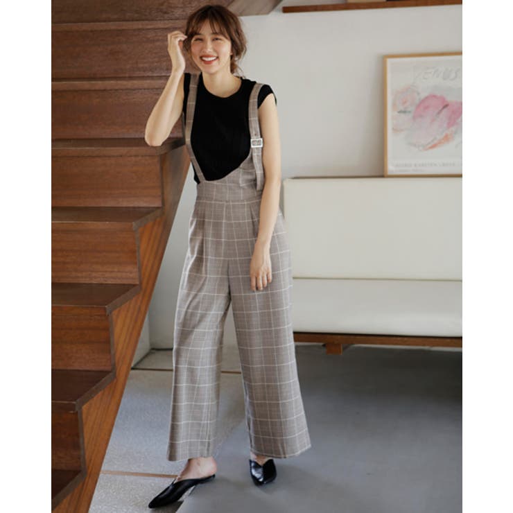 新品　45rグレンチェック/サロペット グレンチェックワンショル/サロペット[品番：INGW0005257]｜INGNI